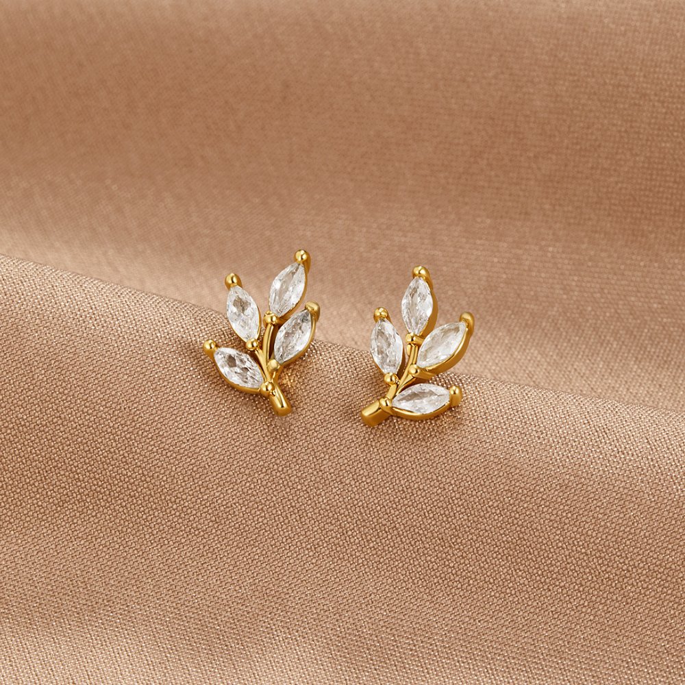 Allison - Aretes de Hoja con Cristales