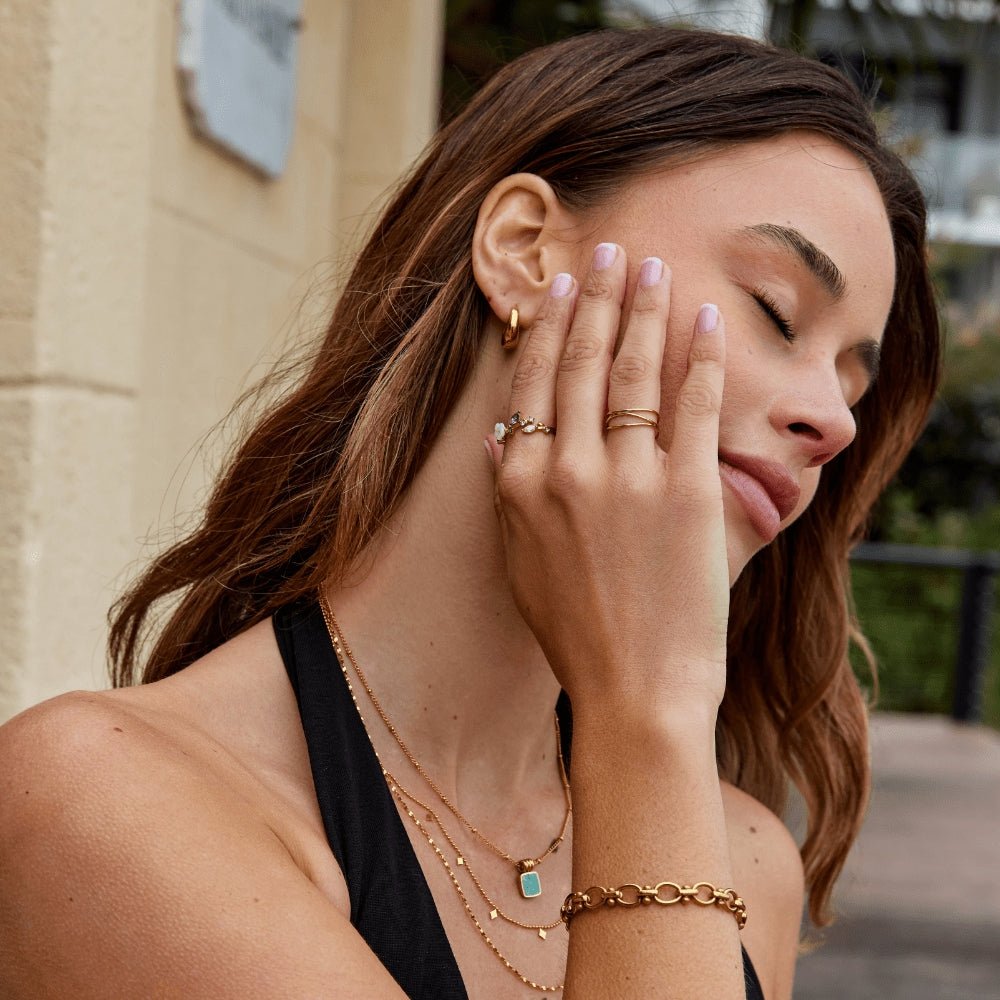 Isabella - Anillo de Flor de Cristal Dorado