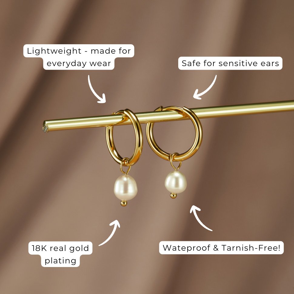 Antonella - Aretes de Argolla con Perla de Río