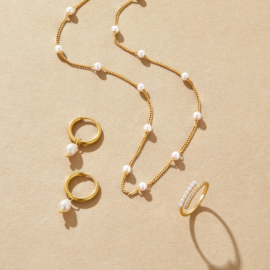 Antonella - Aretes de Argolla con Perla de Río
