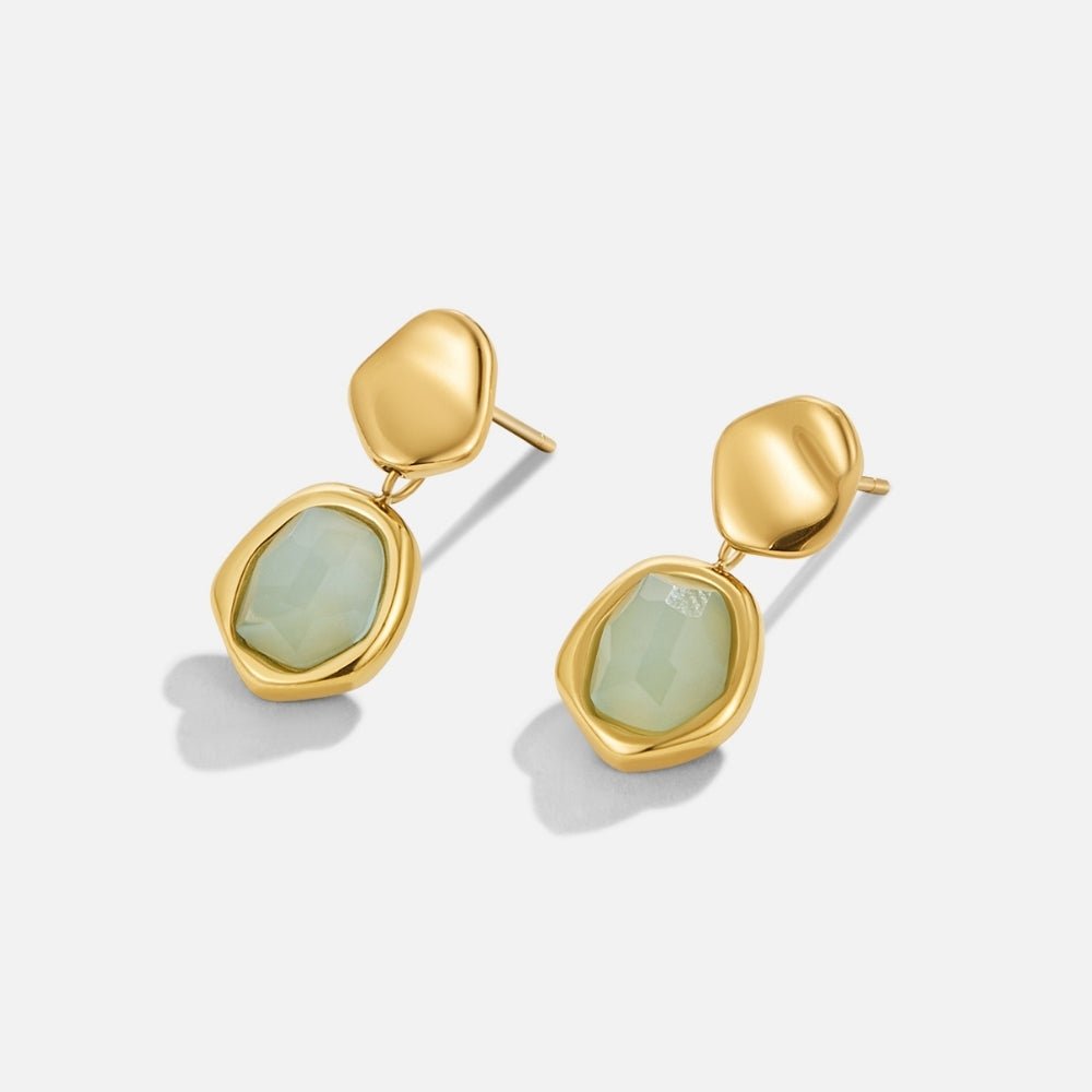 Micaela - Aretes Colgantes de Aguamarina Dorados