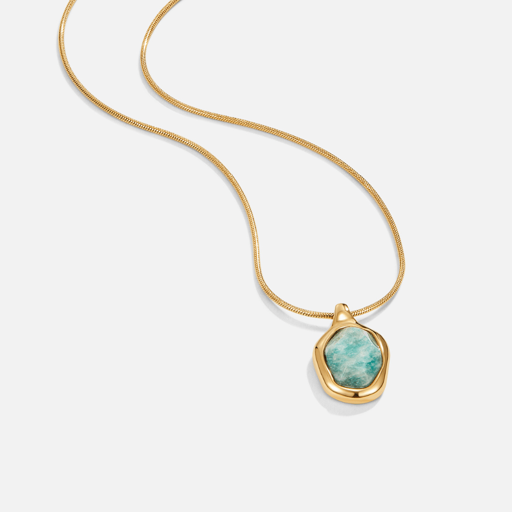 Diana - Collar con Dije de Aguamarina Dorado