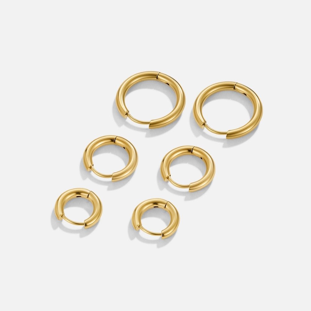 Valeria - Set de Tres Pares de Argollas Mini Doradas