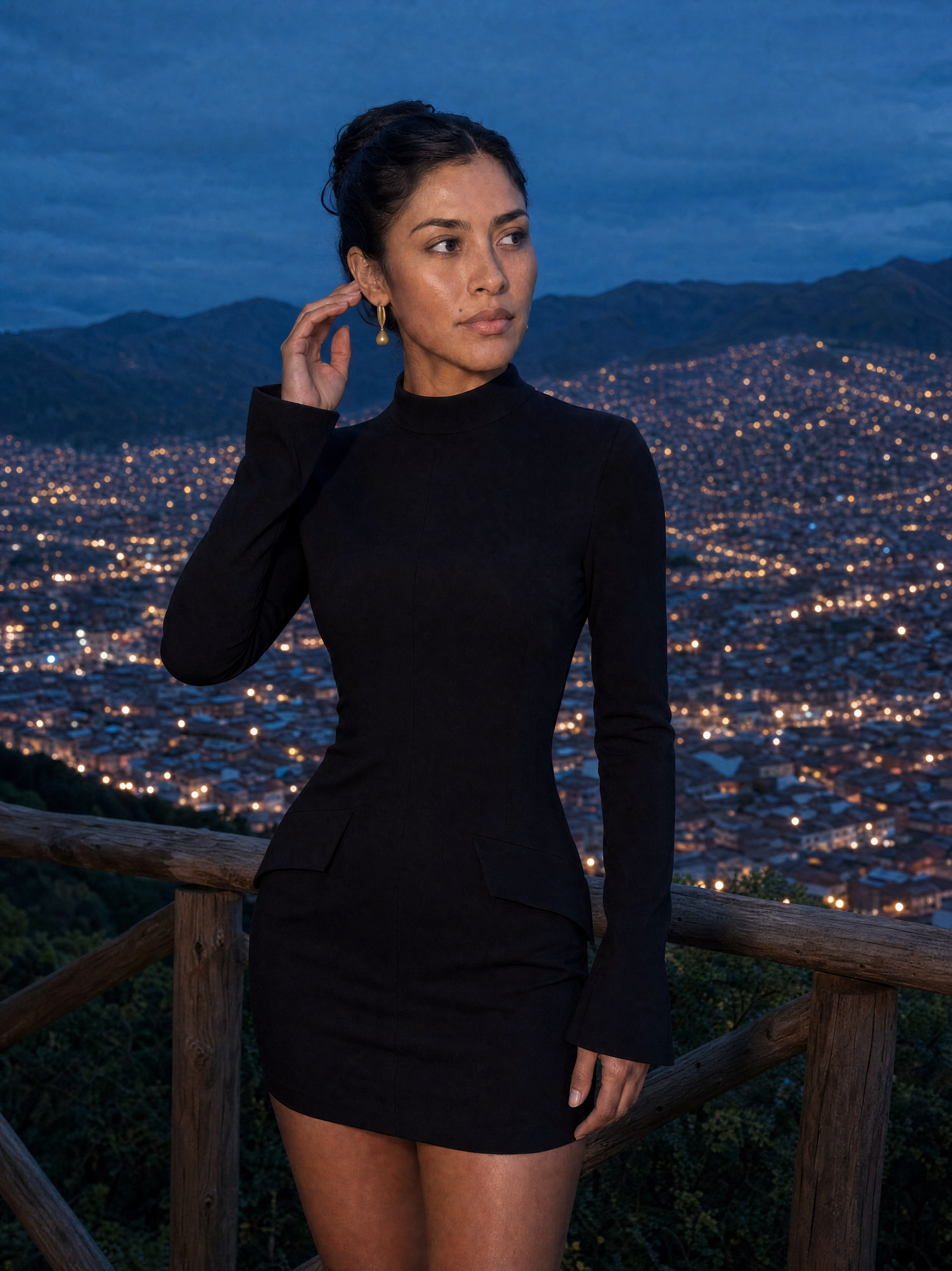Vestido Vania - editorial invierno mirador Cusco noche