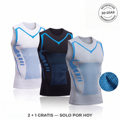 Camiseta de compresión moldeadora para hombre en negro, gris y blanco
