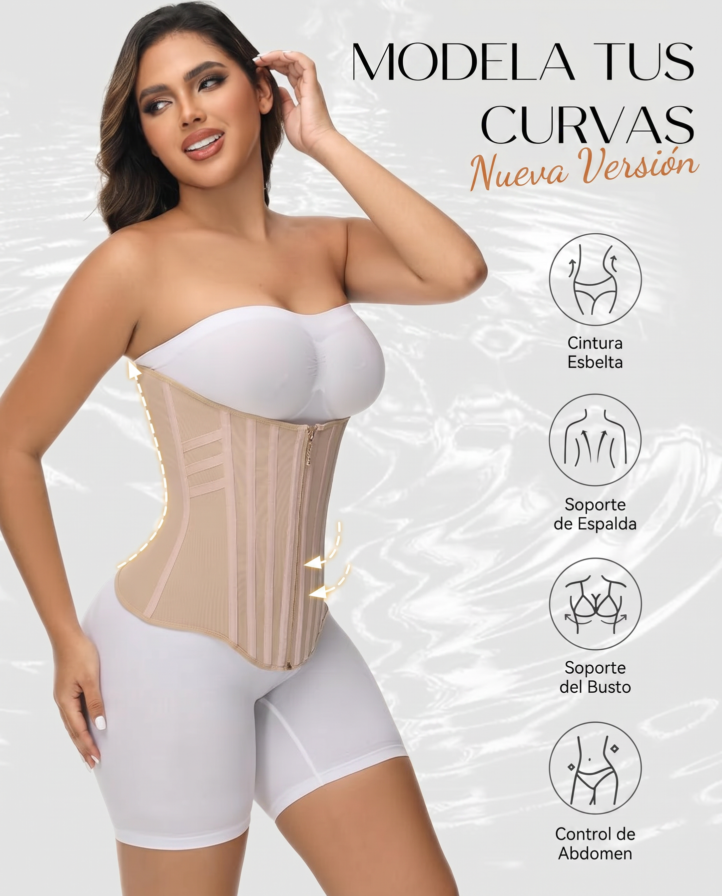 Faja modeladora que modela las curvas con cintura esbelta y soporte de espalda y busto