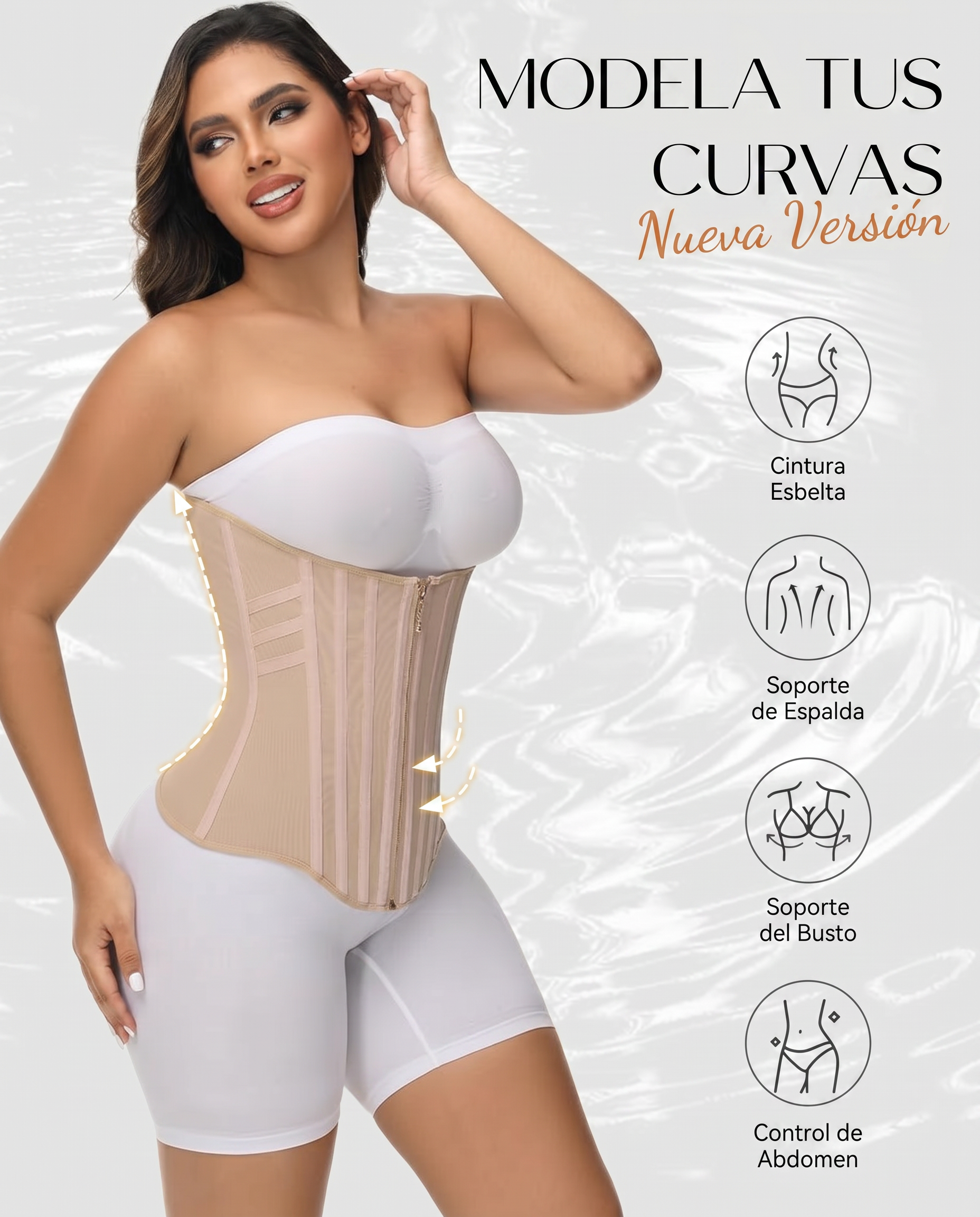 Faja modeladora que modela las curvas con cintura esbelta y soporte de espalda y busto