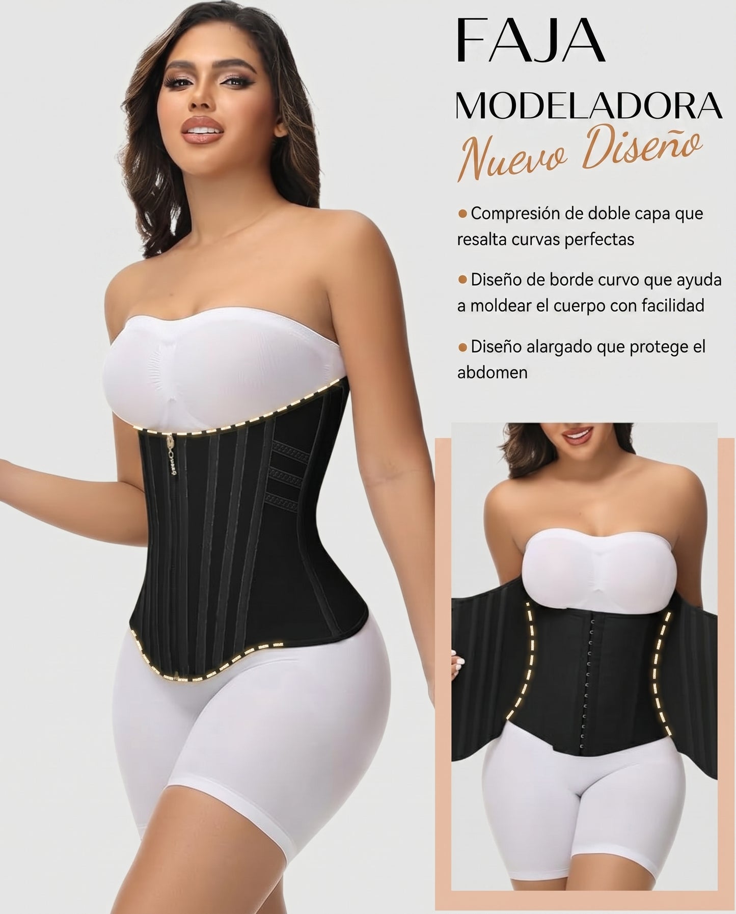 Faja moldeadora negra de nuevo diseno con compresion de doble capa