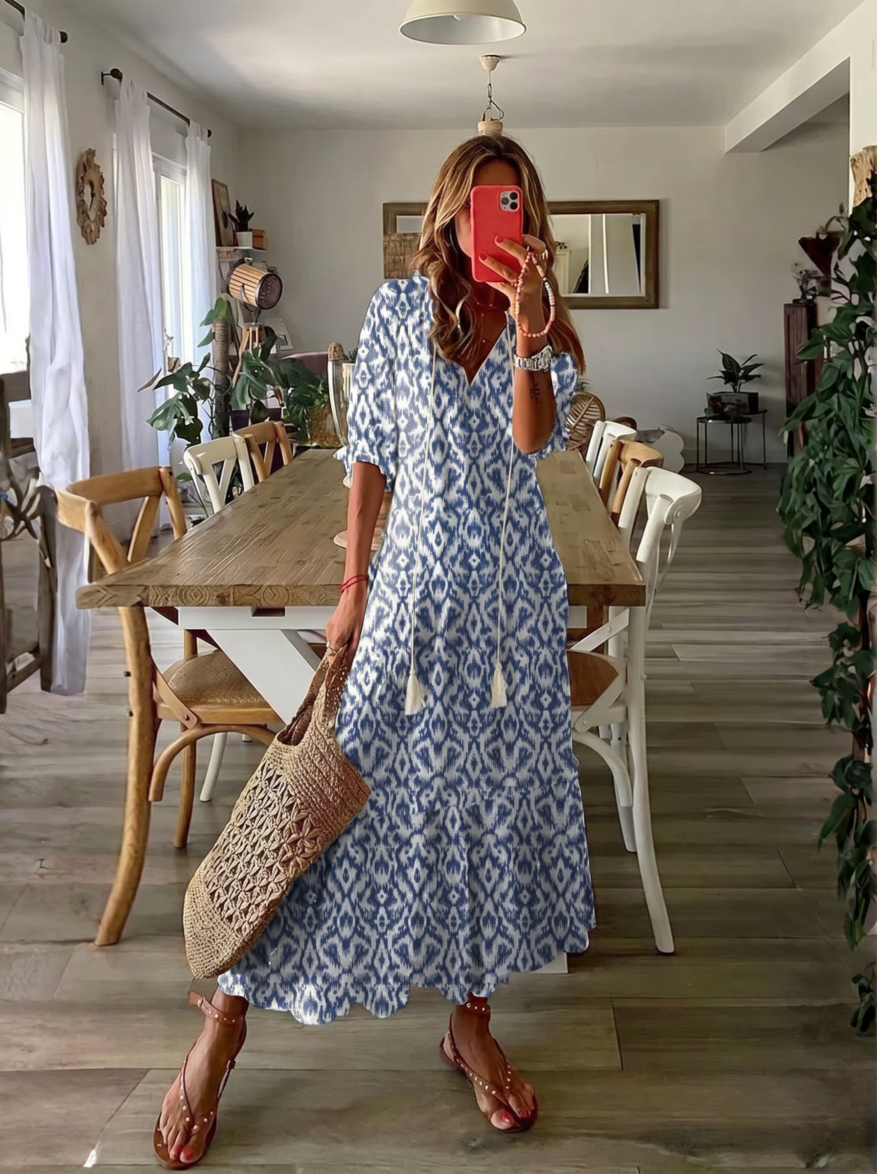 Luna - Vestido Midi Boho con Estampado