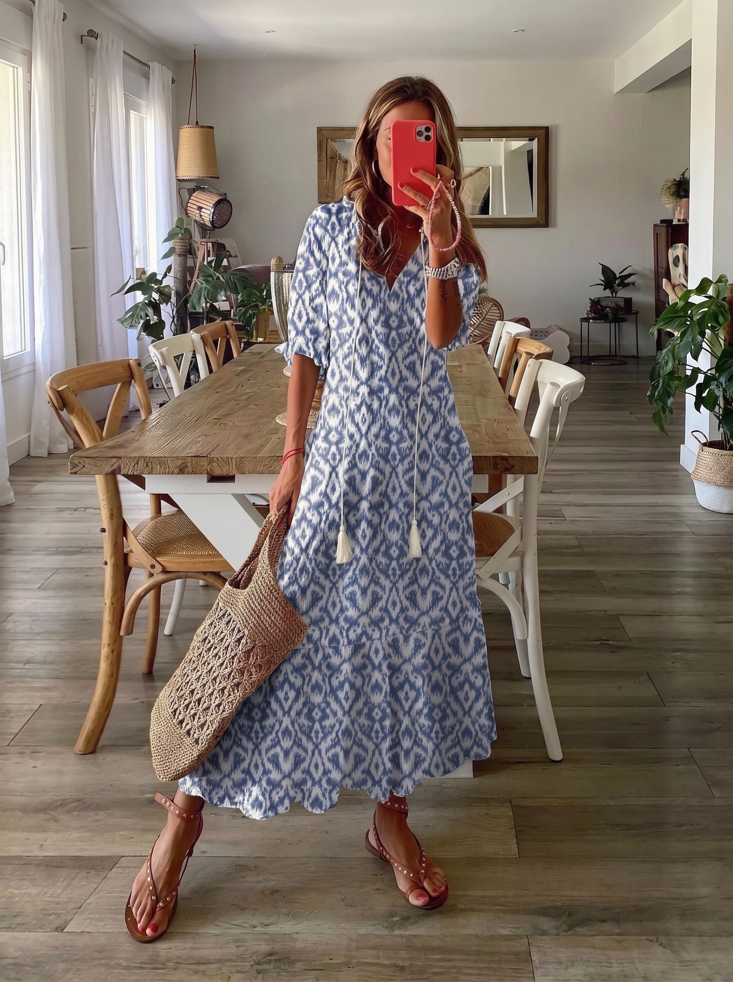 Luna - Vestido Midi Boho Azul