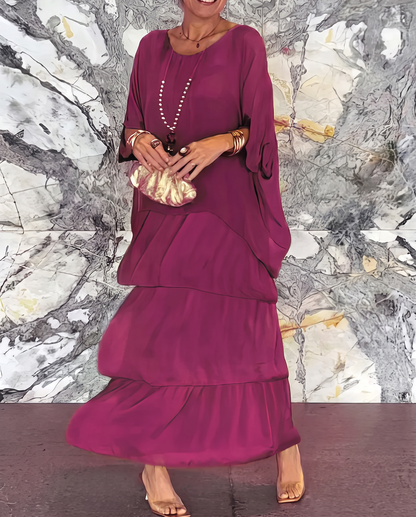 Lara - Vestido Largo Vaporoso Violeta