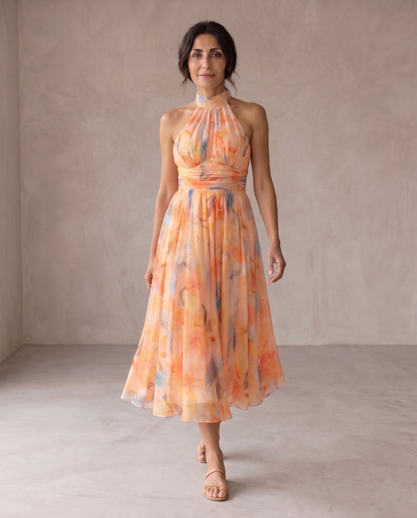 Naomi Vestido Halter Acuarela