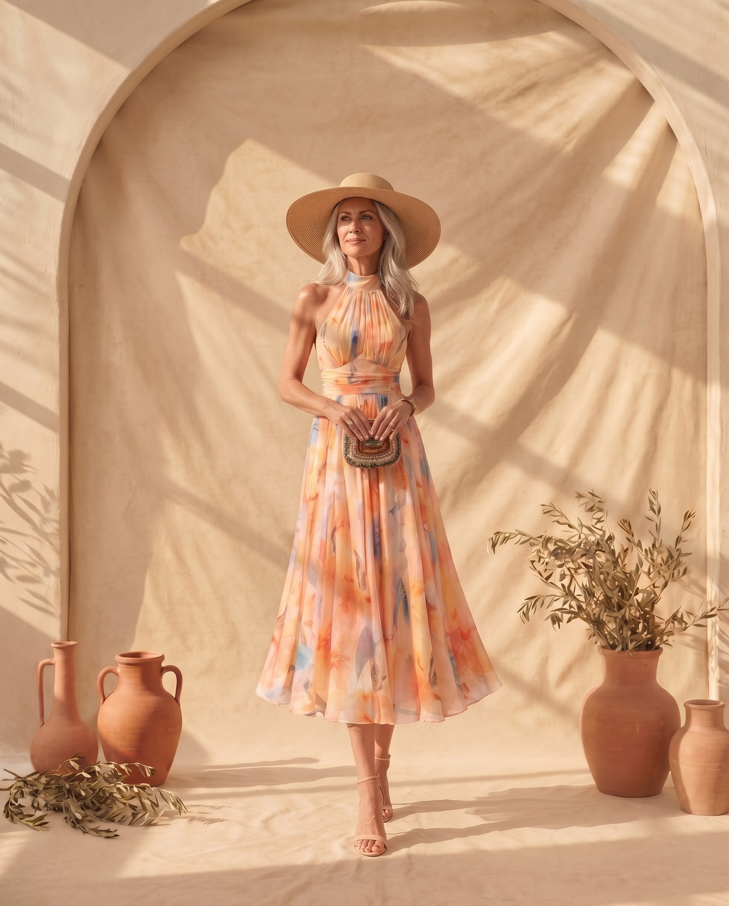 Naomi Vestido Halter Acuarela