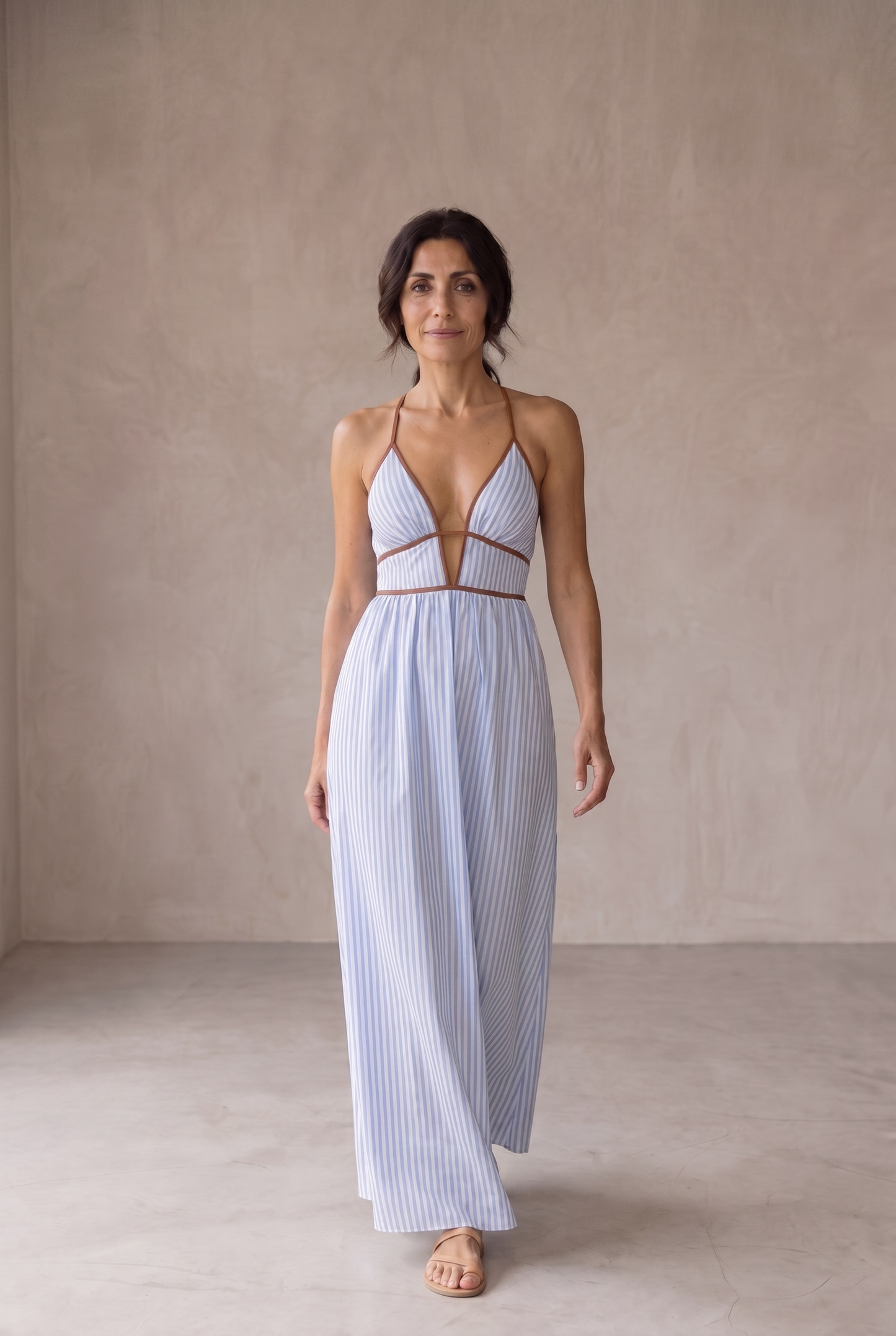 Karla Vestido Largo Rayas Cut-Out