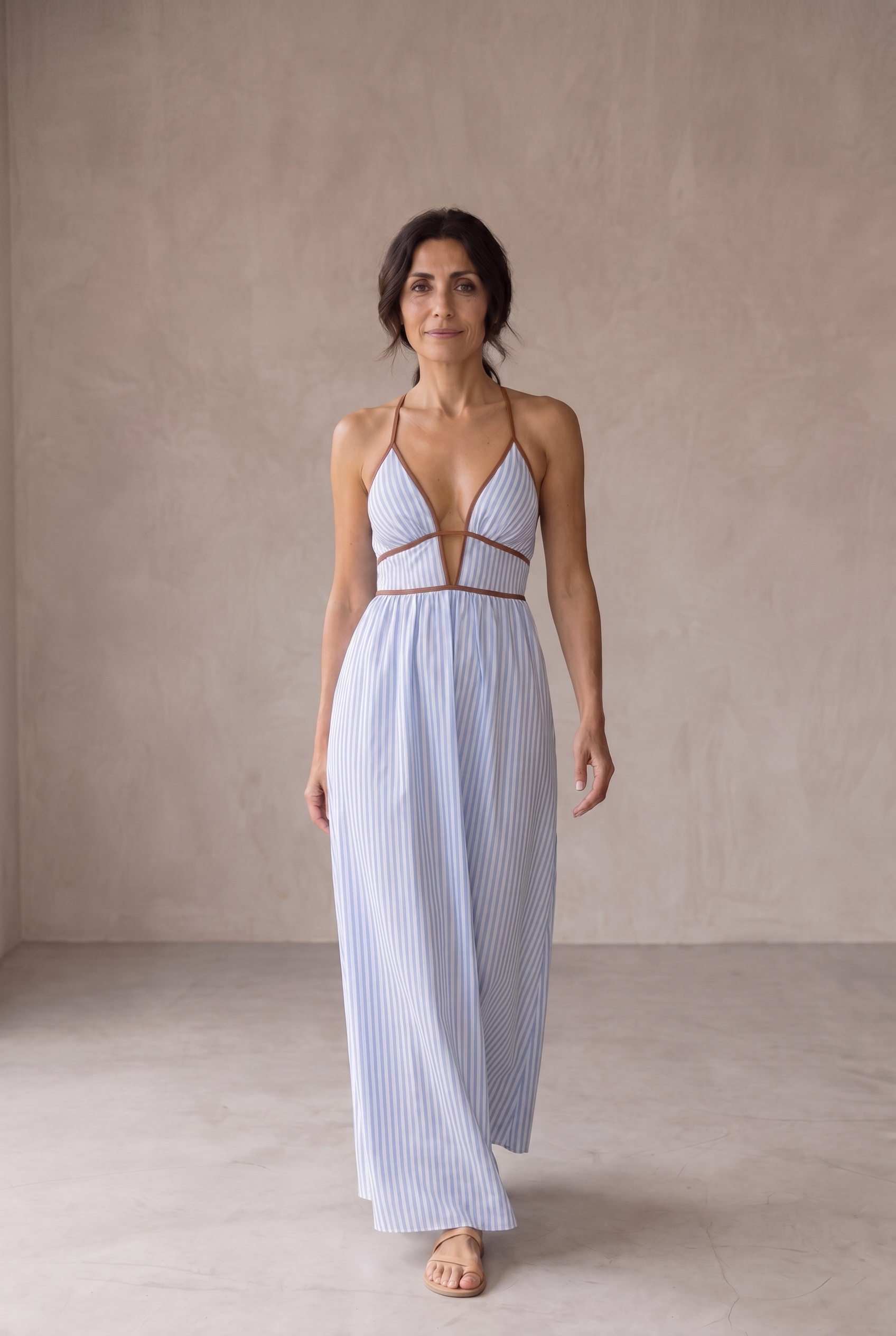 Karla Vestido Largo Rayas Cut-Out