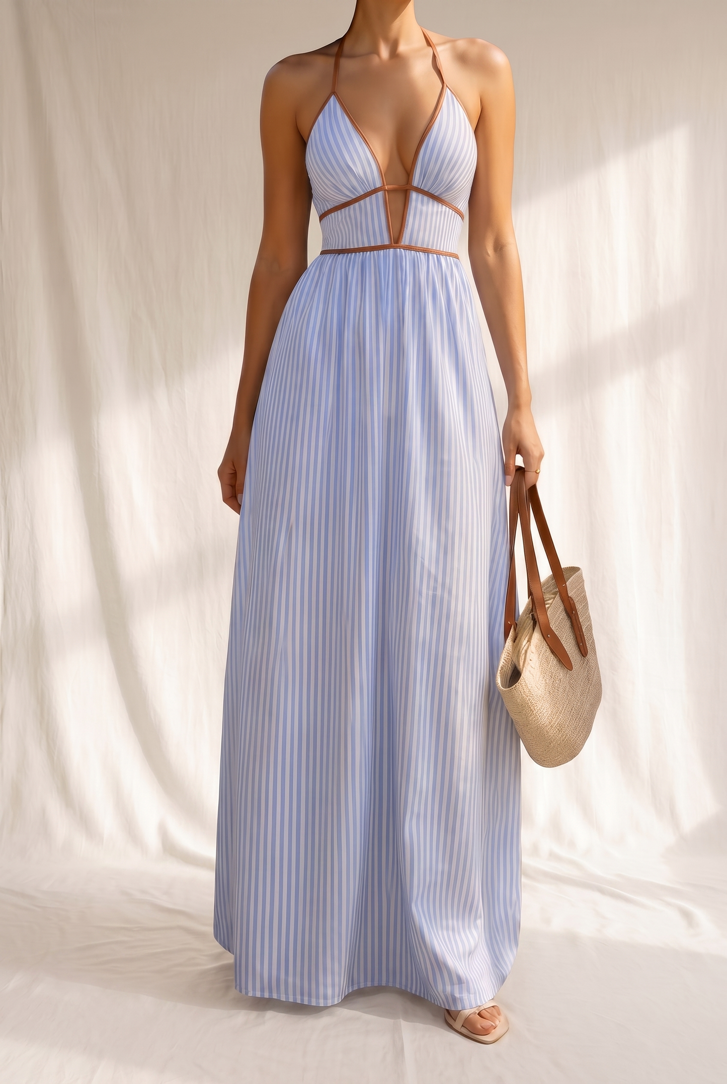 Karla Vestido Largo Rayas Cut-Out