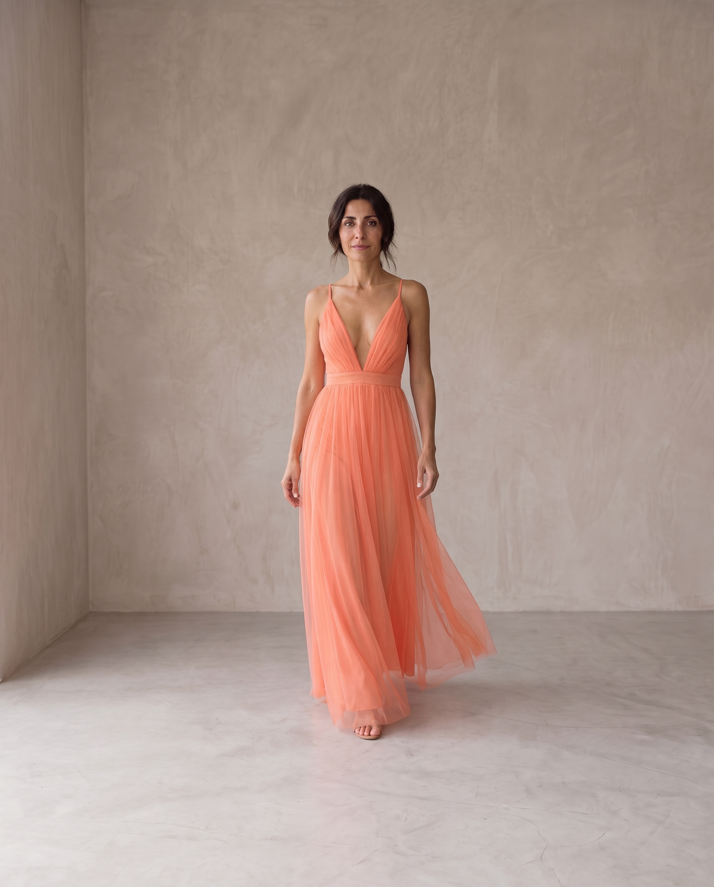 Mercedes Vestido Maxi Luz Coral