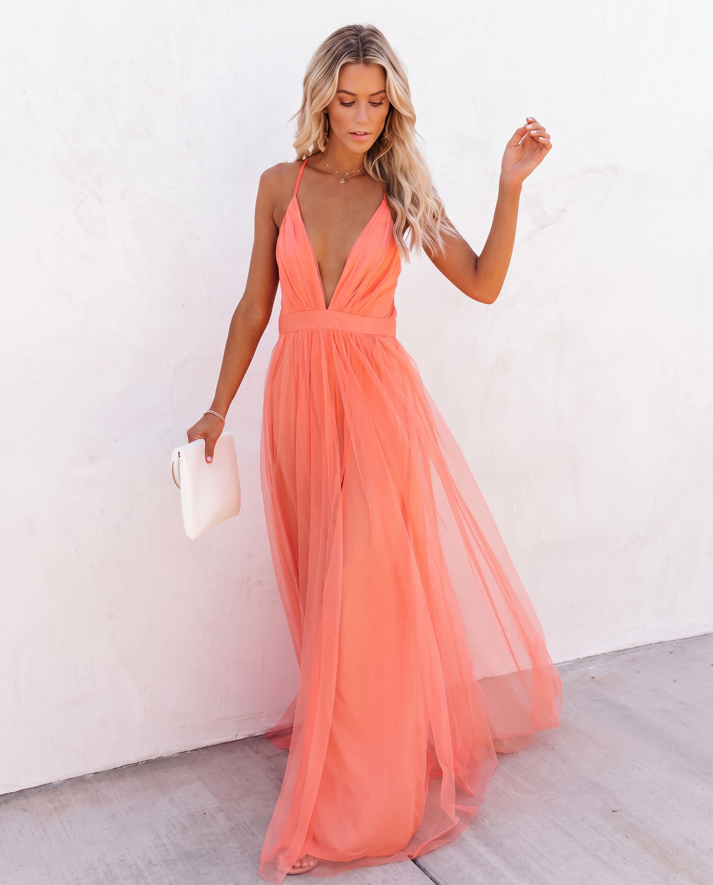 Mercedes Vestido Maxi Luz Coral