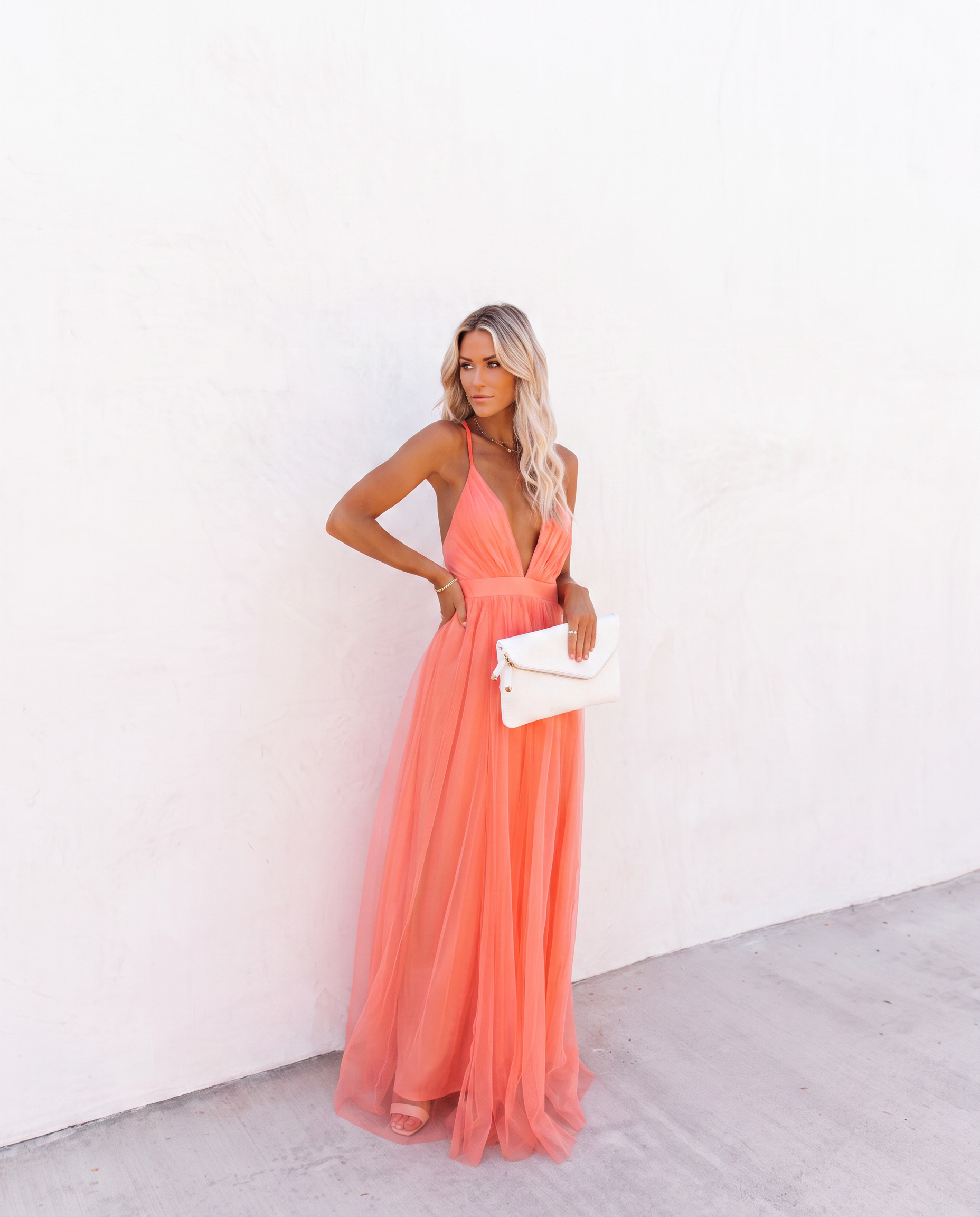 Mercedes Vestido Maxi Luz Coral