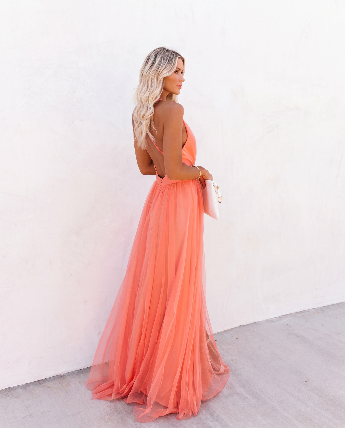 Mercedes Vestido Maxi Luz Coral