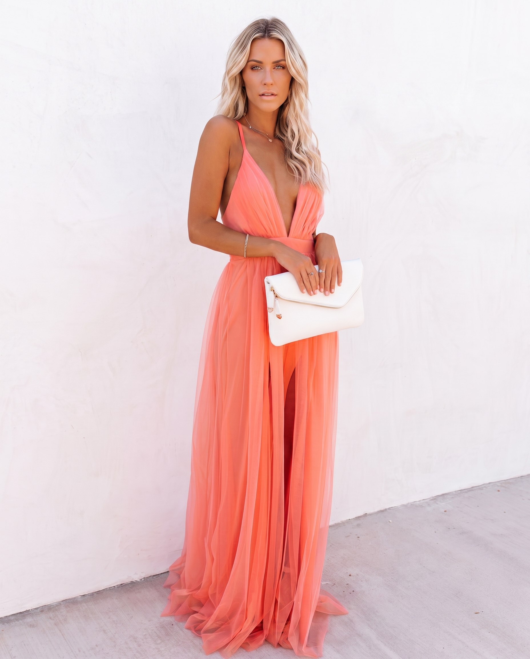 Mercedes Vestido Maxi Luz Coral