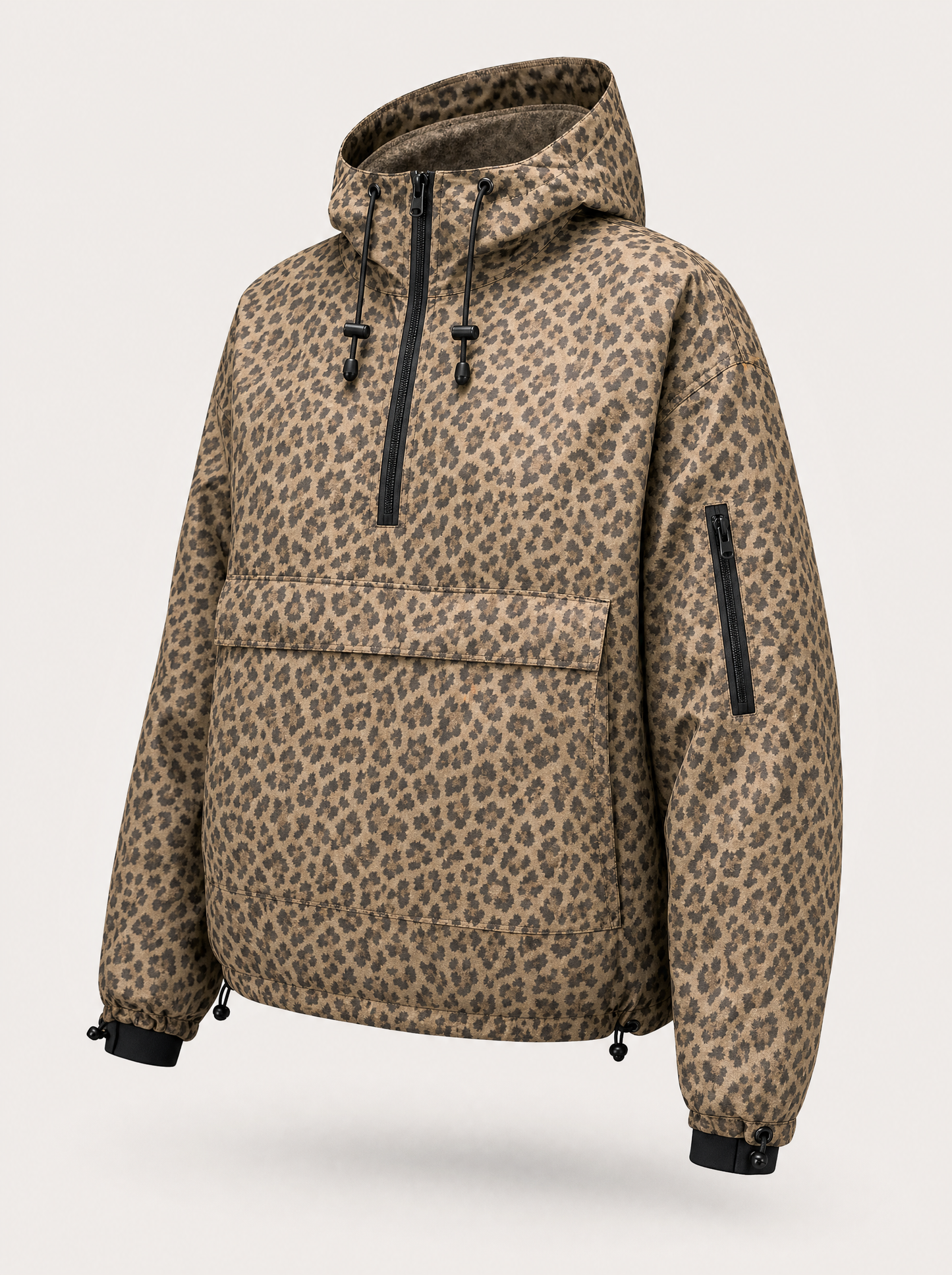 Sheyla - Casaca Impermeable con Capucha Estampado Leopardo