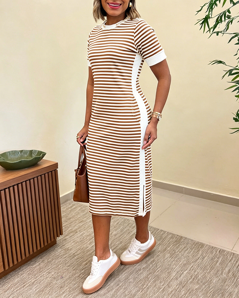 Fernanda - Vestido Midi a Rayas con Bolsillos