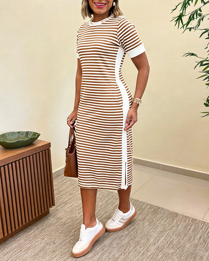 Fernanda - Vestido Midi a Rayas con Bolsillos