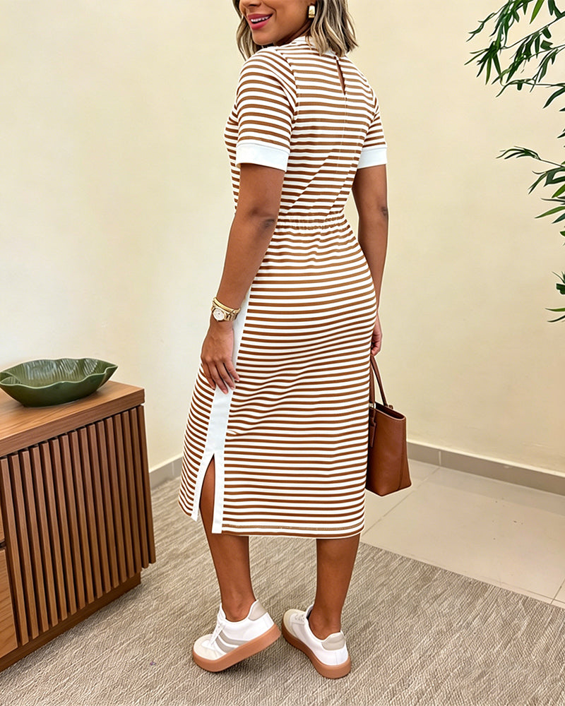 Fernanda - Vestido Midi a Rayas con Bolsillos