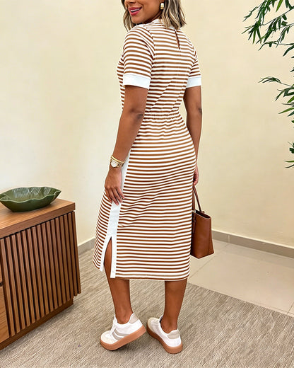 Fernanda - Vestido Midi a Rayas con Bolsillos