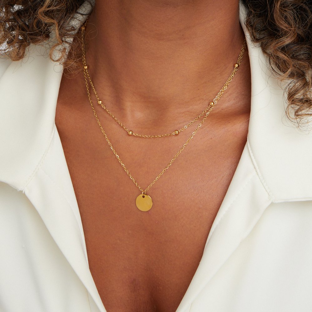 Renata - Collar de Discos en Capas Dorado