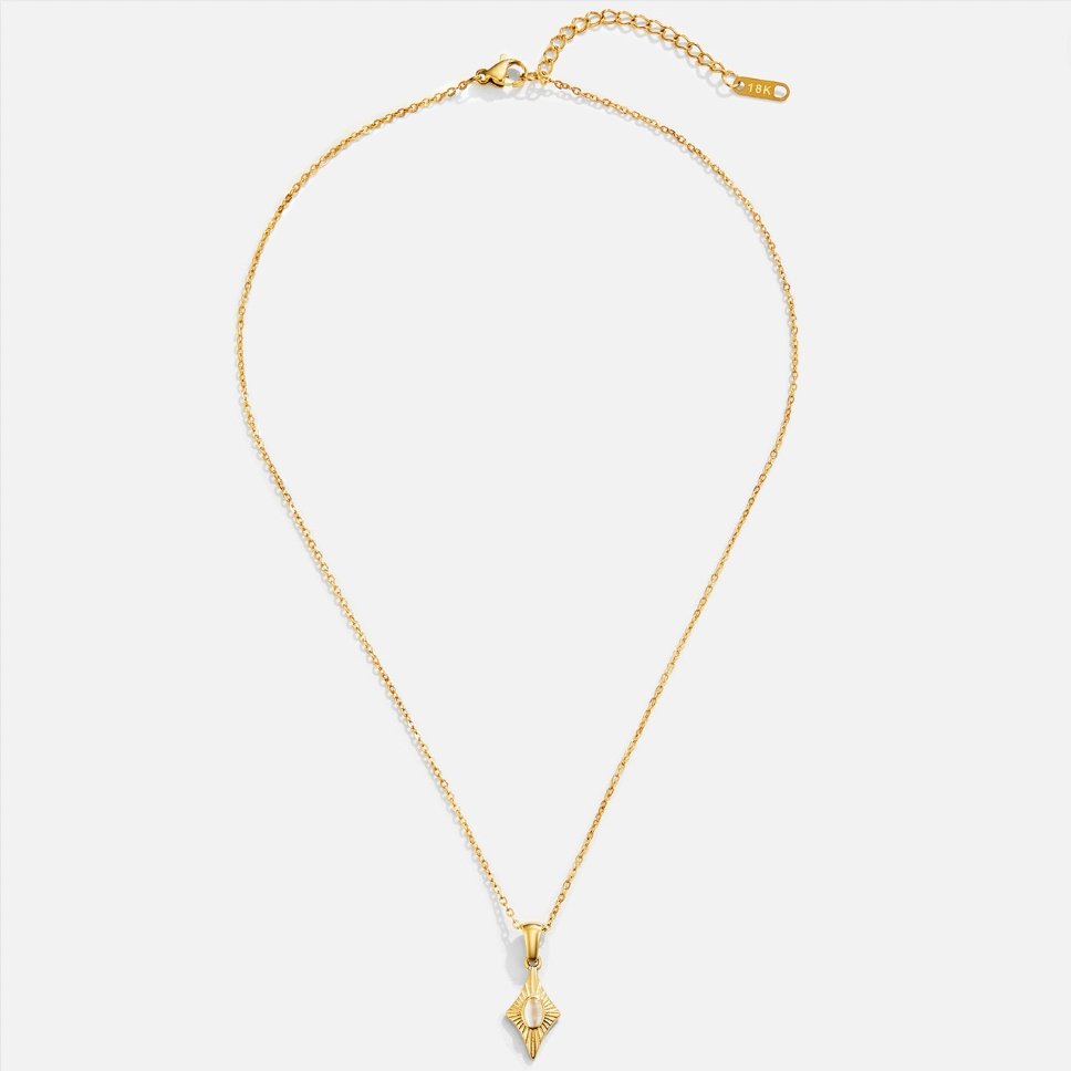 Inés - Collar de Ópalo Blanco Dorado