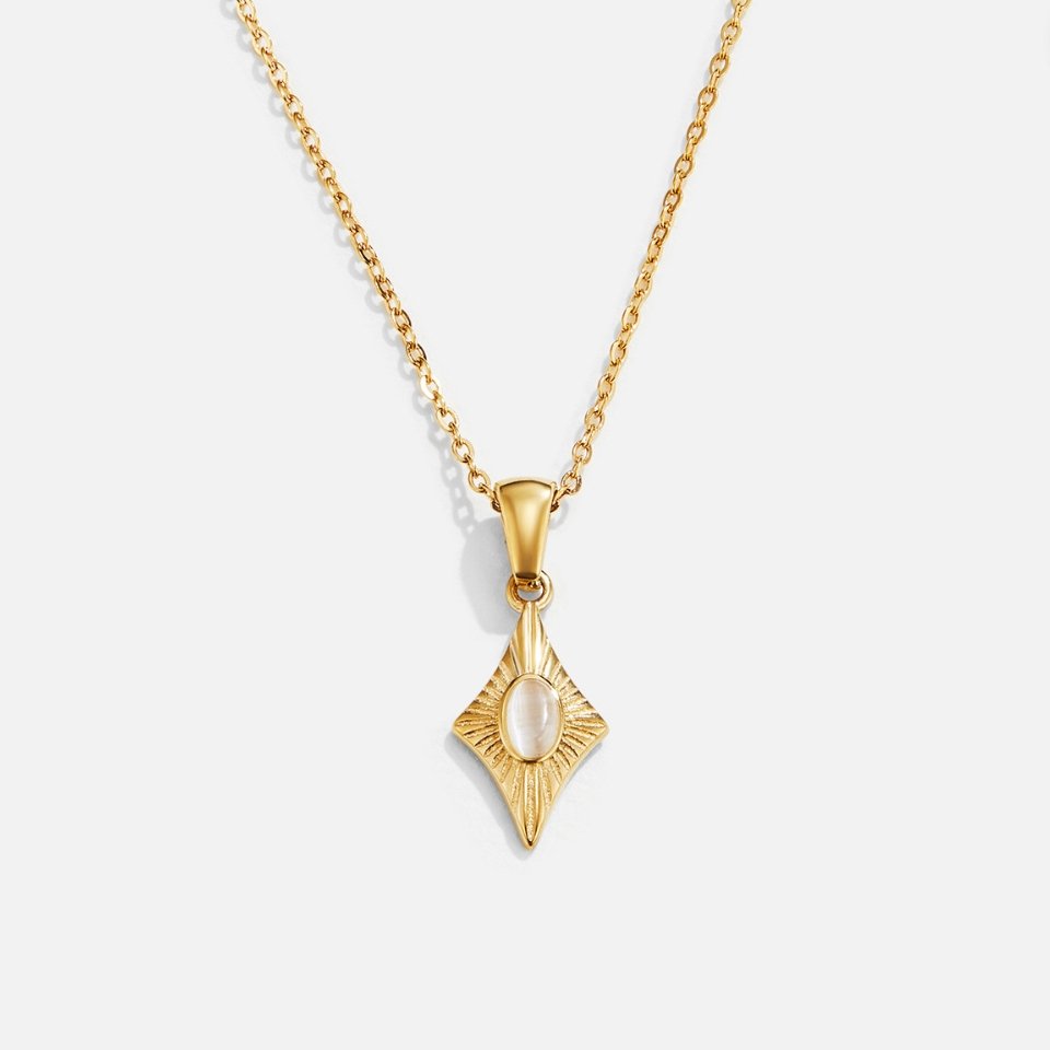 Inés - Collar de Ópalo Blanco Dorado