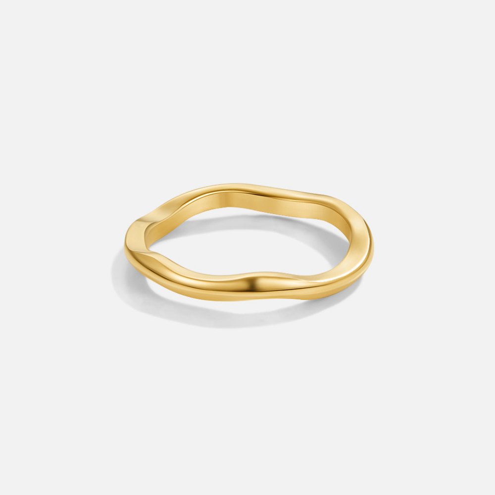 Romina - Set de Anillos de Onda Dorados
