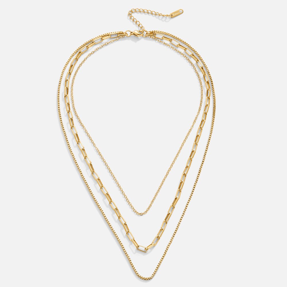 Estefanía - Collar de Cadenas en Capas Dorado