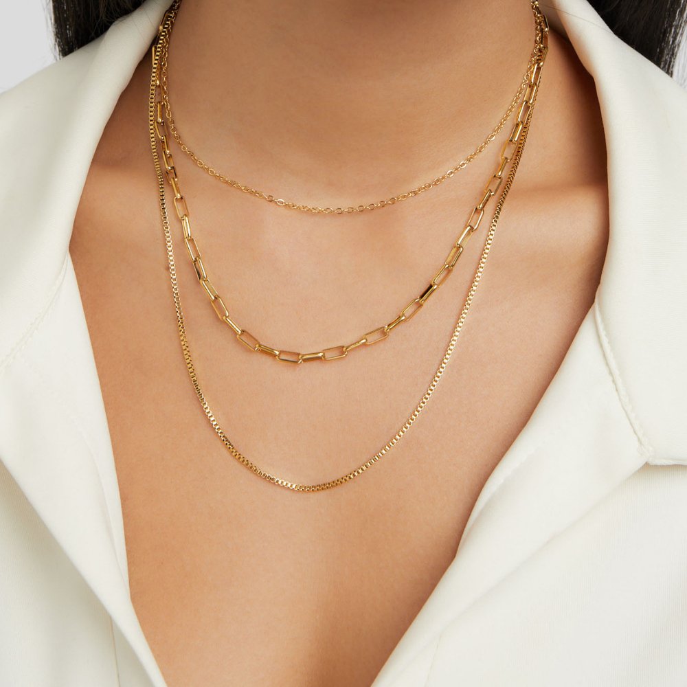 Estefanía - Collar de Cadenas en Capas Dorado