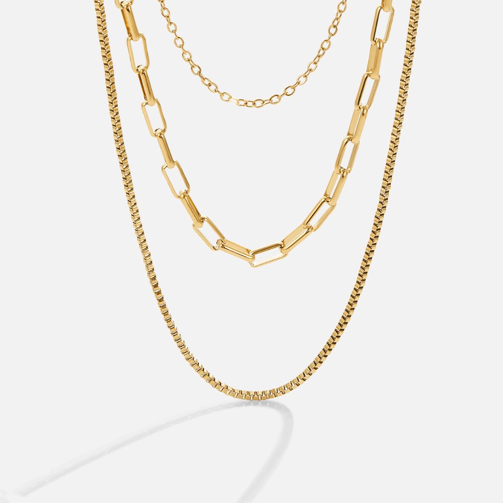 Estefanía - Collar de Cadenas en Capas Dorado