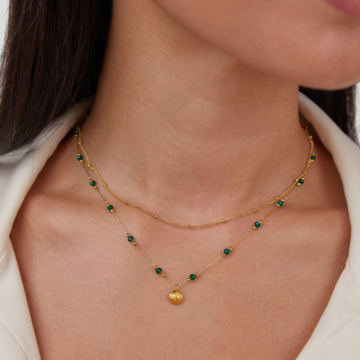 Marina - Collar de Cuentas Cadena Dorada