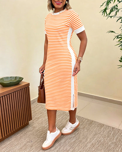 Fernanda - Vestido Midi a Rayas con Bolsillos
