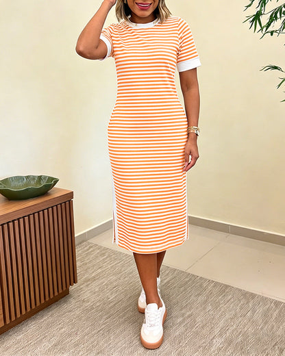 Fernanda - Vestido Midi a Rayas con Bolsillos