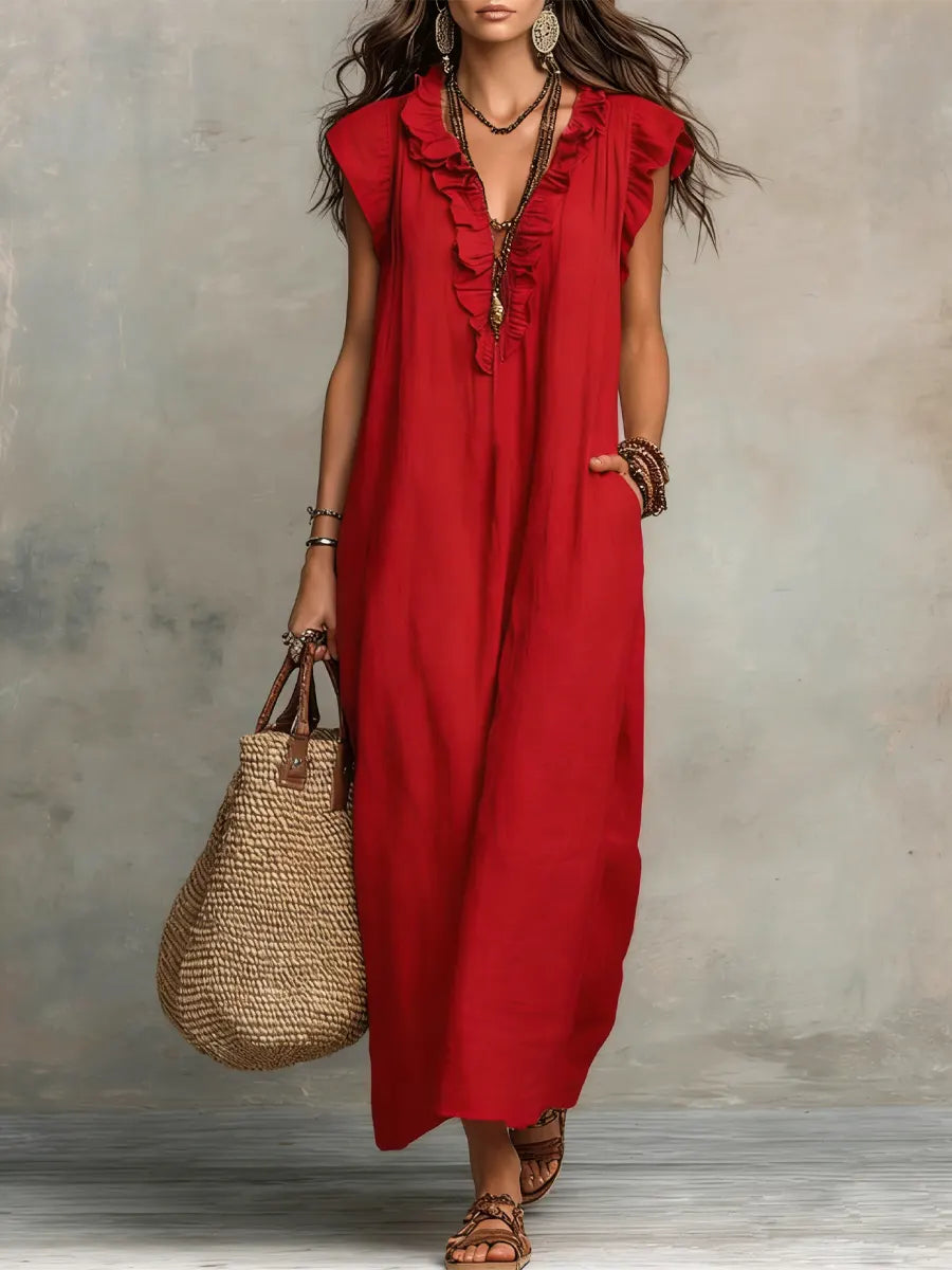 Micaela - Vestido Largo Bohemio con Volantes