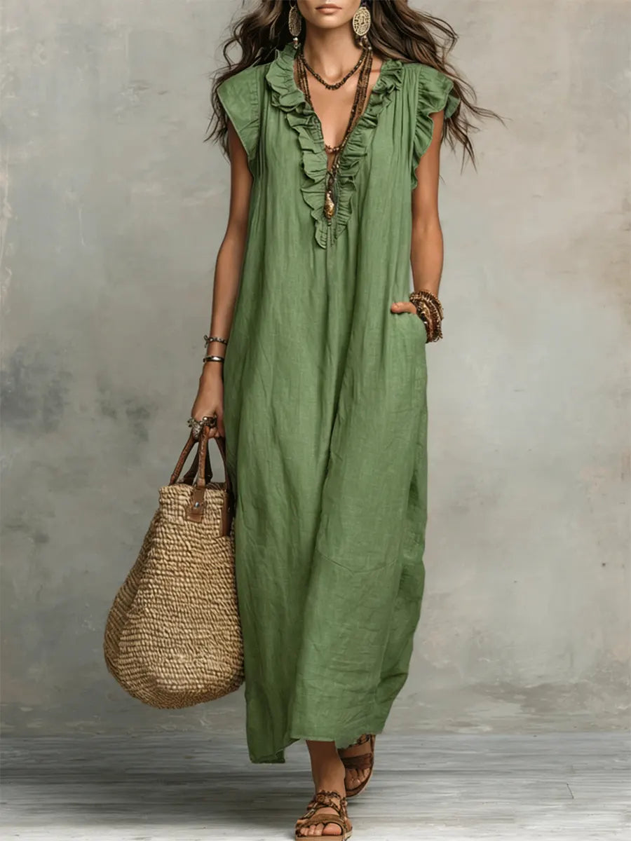 Micaela - Vestido Largo Bohemio con Volantes