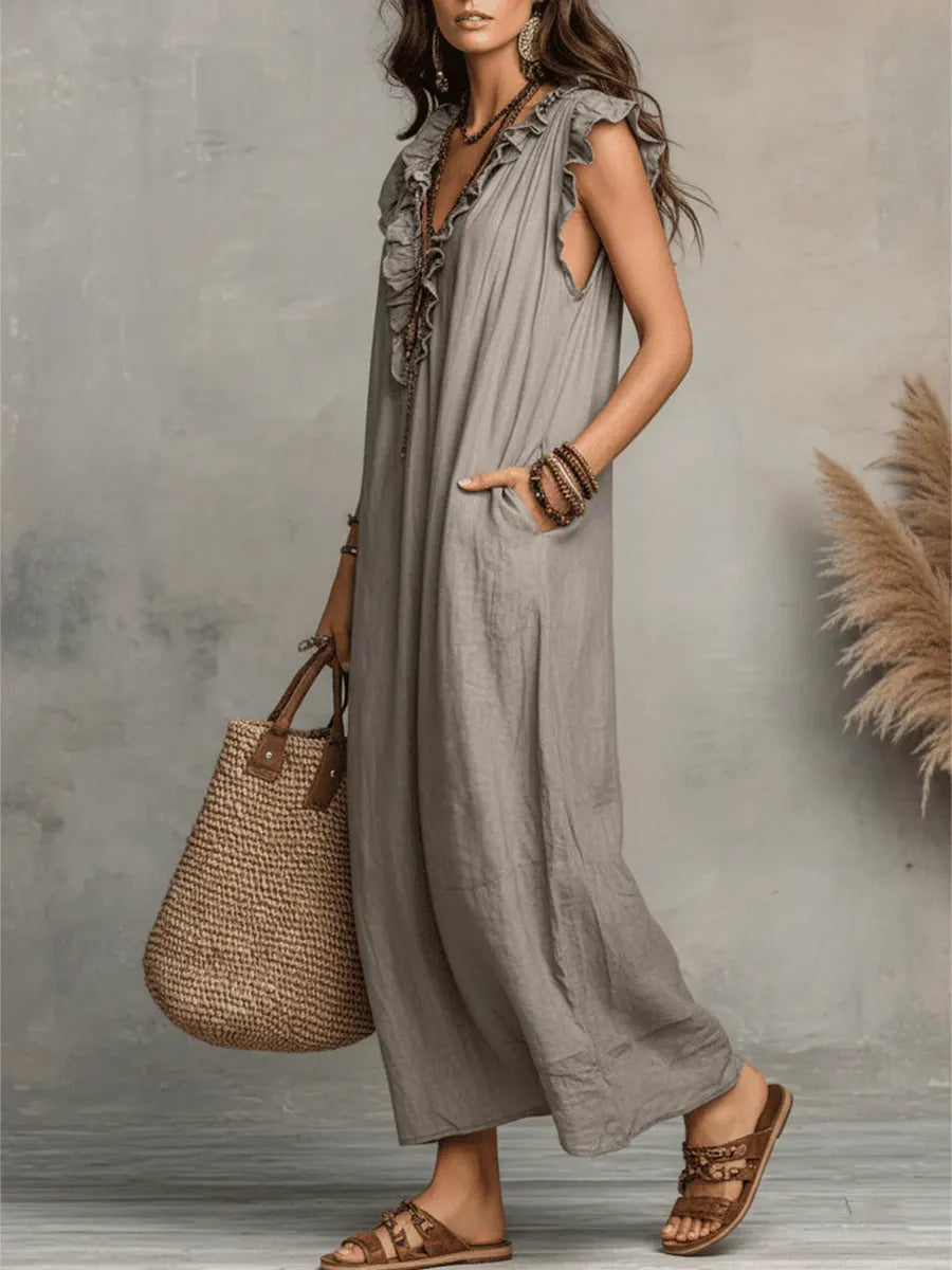Micaela - Vestido Largo Bohemio con Volantes