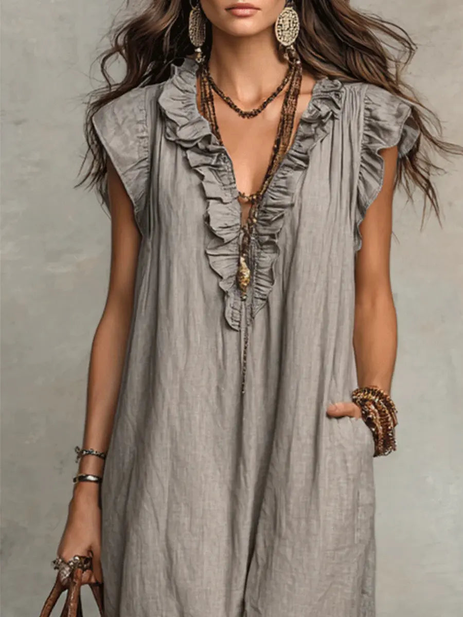Micaela - Vestido Largo Bohemio con Volantes