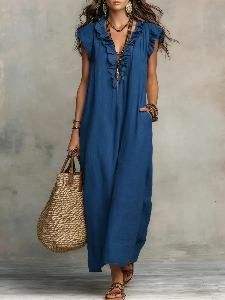 Micaela - Vestido Largo Bohemio con Volantes