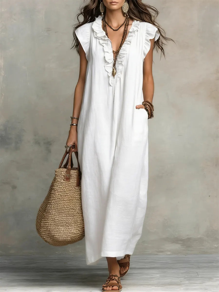 Micaela - Vestido Largo Bohemio con Volantes