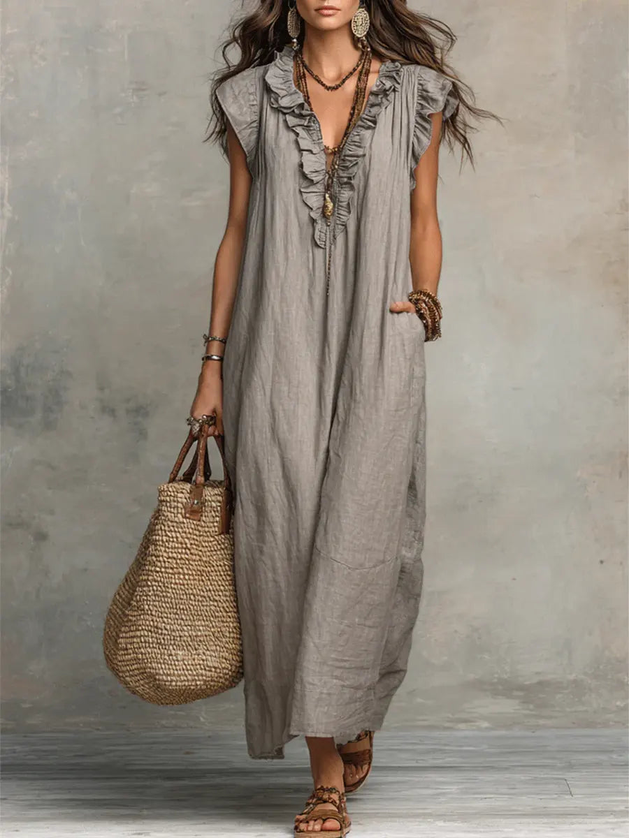 Micaela - Vestido Largo Bohemio con Volantes