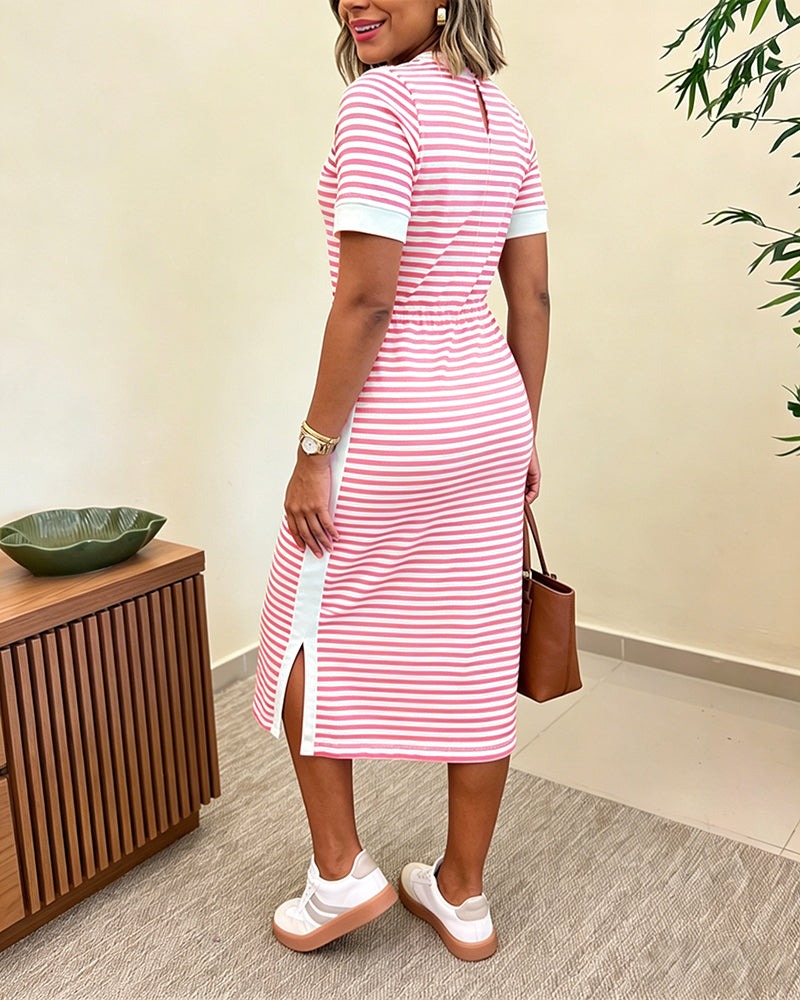 Fernanda - Vestido Midi a Rayas con Bolsillos