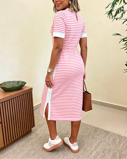 Fernanda - Vestido Midi a Rayas con Bolsillos