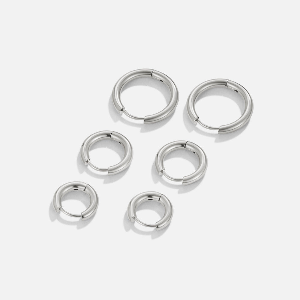 Brenda - Set de Tres Pares de Argollas Mini Plateadas